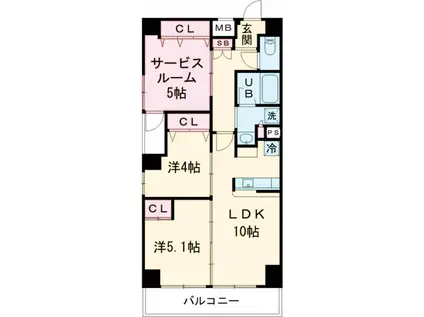 コルザKⅡ(2SLDK/3階)の間取り写真