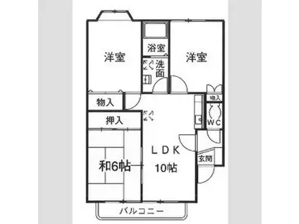 タウンサンロイヤル(3LDK/2階)の間取り写真
