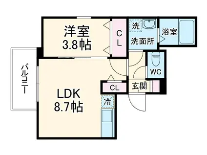 セゾングラース新瑞橋(1LDK/1階)の間取り写真