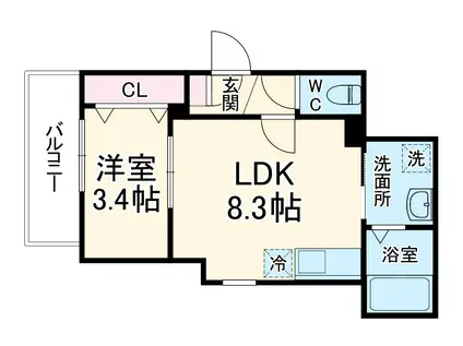 セゾングラース新瑞橋(1LDK/1階)の間取り写真