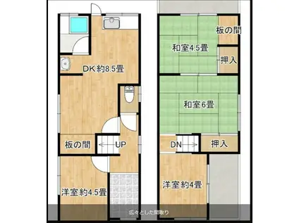 南海電鉄南海本線 泉大津駅 徒歩13分 2階建 築51年(4DK)の間取り写真