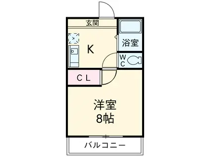 コーポウエストⅢ(1K/1階)の間取り写真