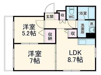 グランドコスモ(2DK/3階)の間取り写真