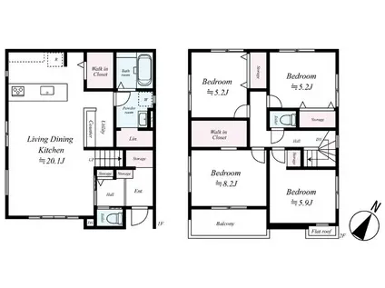 西武鉄道新宿線 新狭山駅 徒歩23分 2階建 築1年(4LDK)の間取り写真