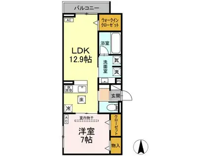 WILLKOMMEN(1LDK/1階)の間取り写真