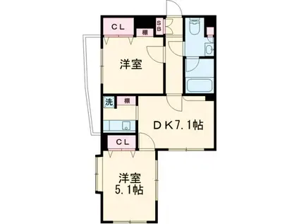 マイキャッスル田園調布Ⅱ(2DK/4階)の間取り写真