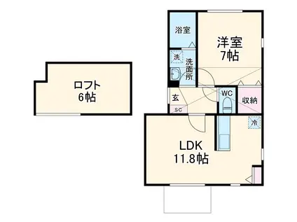 ノラ アルボレ(1LDK/2階)の間取り写真
