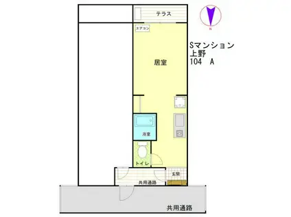 Sマンション上野(1K/1階)の間取り写真