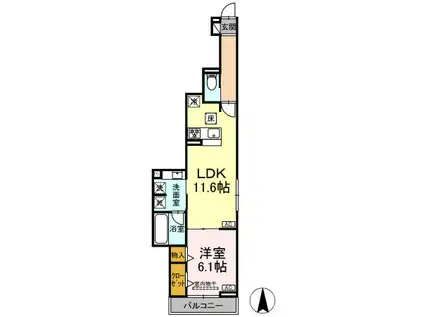 WILLKOMMEN(1LDK/3階)の間取り写真