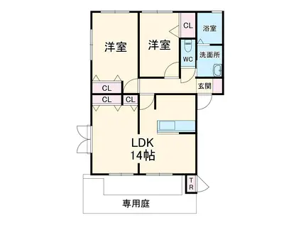 DUO-β(2LDK/2階)の間取り写真