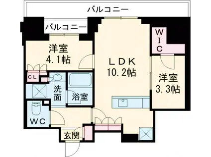 ドゥーエ府中Ⅰ(2LDK/2階)の間取り写真