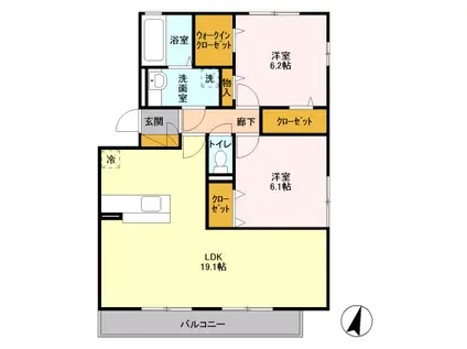 プレセアガーデン(2LDK/3階)の間取り写真