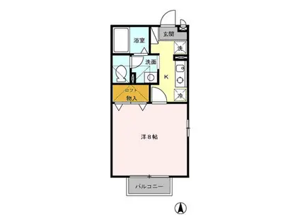 Mグレイス岩瀬川(1K/2階)の間取り写真