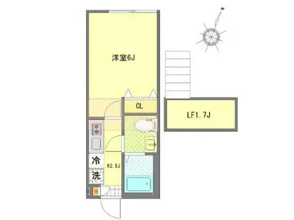マウ明大前(1K/2階)の間取り写真
