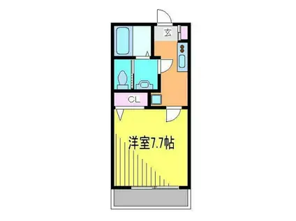 ウィンディア調布(1K/1階)の間取り写真