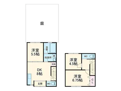 三軒家西　テラスハウス(3DK)の間取り写真