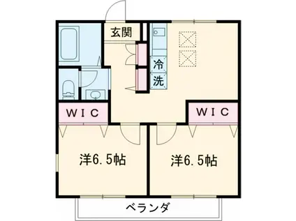 メルベーユB棟(2DK/1階)の間取り写真