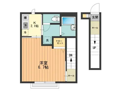 シェモアS(1K/2階)の間取り写真