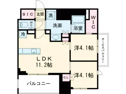 ドゥーエ府中Ⅰ(2LDK/2階)の間取り写真