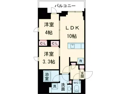 ドゥーエ府中Ⅰ(2LDK/3階)の間取り写真