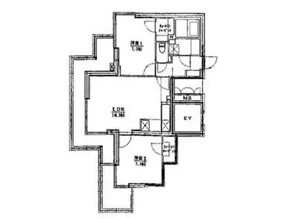 ライフゾーン藤沢(2LDK/11階)の間取り写真
