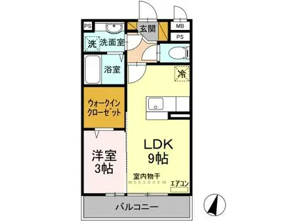 GLORY HILLS(1LDK/3階)の間取り写真