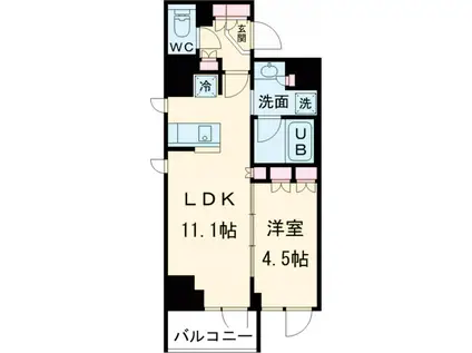 クレストコート旗の台(1LDK/3階)の間取り写真