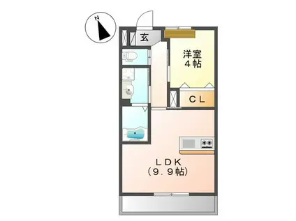 ブラッサムコート(1LDK/1階)の間取り写真