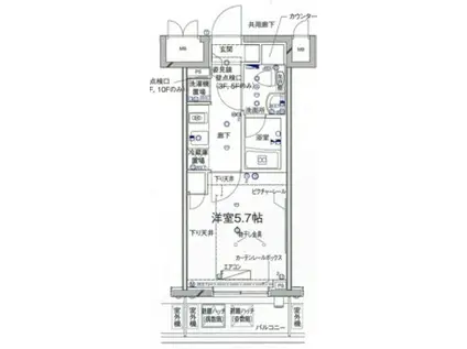 ライジングプレイス堀切(1K/9階)の間取り写真