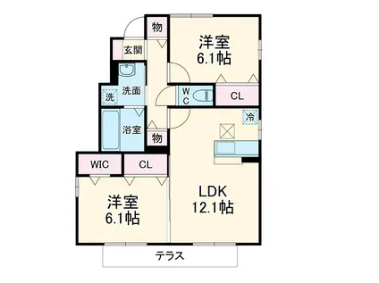 マーズウィング(2LDK/1階)の間取り写真