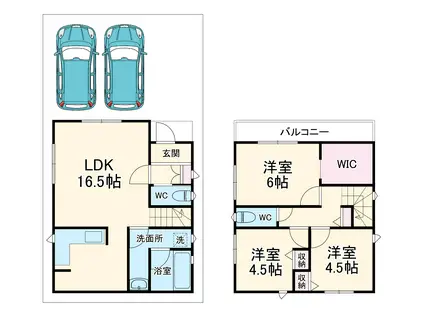 東急田園都市線 宮前平駅 徒歩34分 2階建 新築(3LDK)の間取り写真