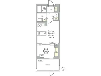 グランパーク千駄ヶ谷レジデンス(1LDK/4階)の間取り写真