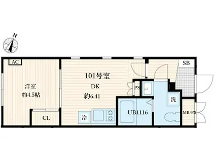 AGLAIA要町(1DK/1階)の間取り写真