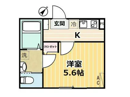 レグレス(1K/2階)の間取り写真