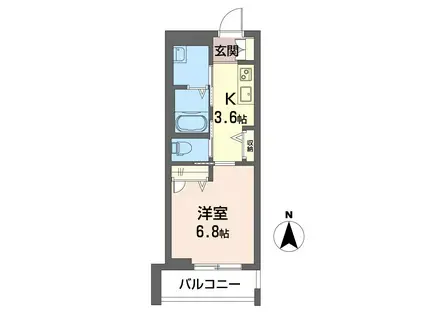 グランコート下浜田(1K/3階)の間取り写真