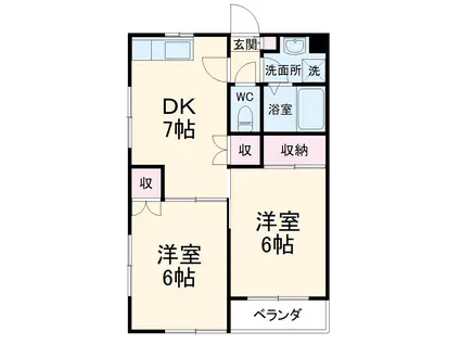 サンライフモーレアⅡ(2DK/4階)の間取り写真