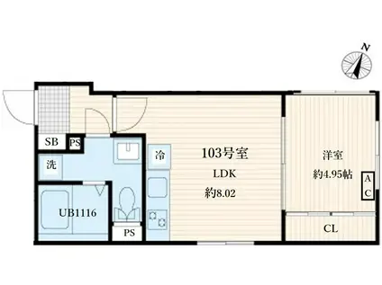 AGLAIA要町(1LDK/1階)の間取り写真