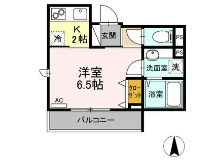 ライズィング(1K/3階)の間取り写真