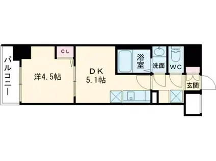 ラフィスタ大師前4(1DK/4階)の間取り写真