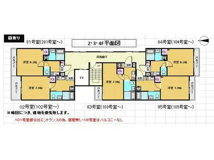 京乃双和マンション(1K/3階)の間取り写真