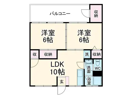 マンションカイゼル(2LDK/3階)の間取り写真