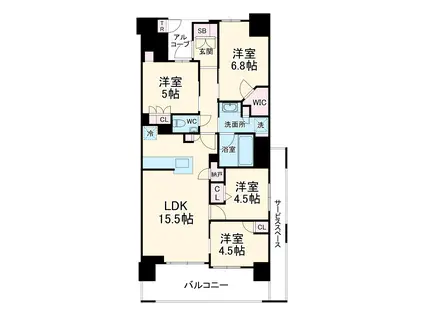 プラウドシティ日吉レジデンス2(4LDK/18階)の間取り写真