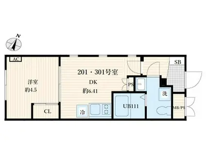 AGLAIA要町(1DK/3階)の間取り写真