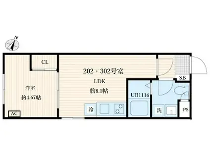 AGLAIA要町(1LDK/2階)の間取り写真