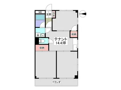 ニューオカダパールマンション(3DK/1階)の間取り写真