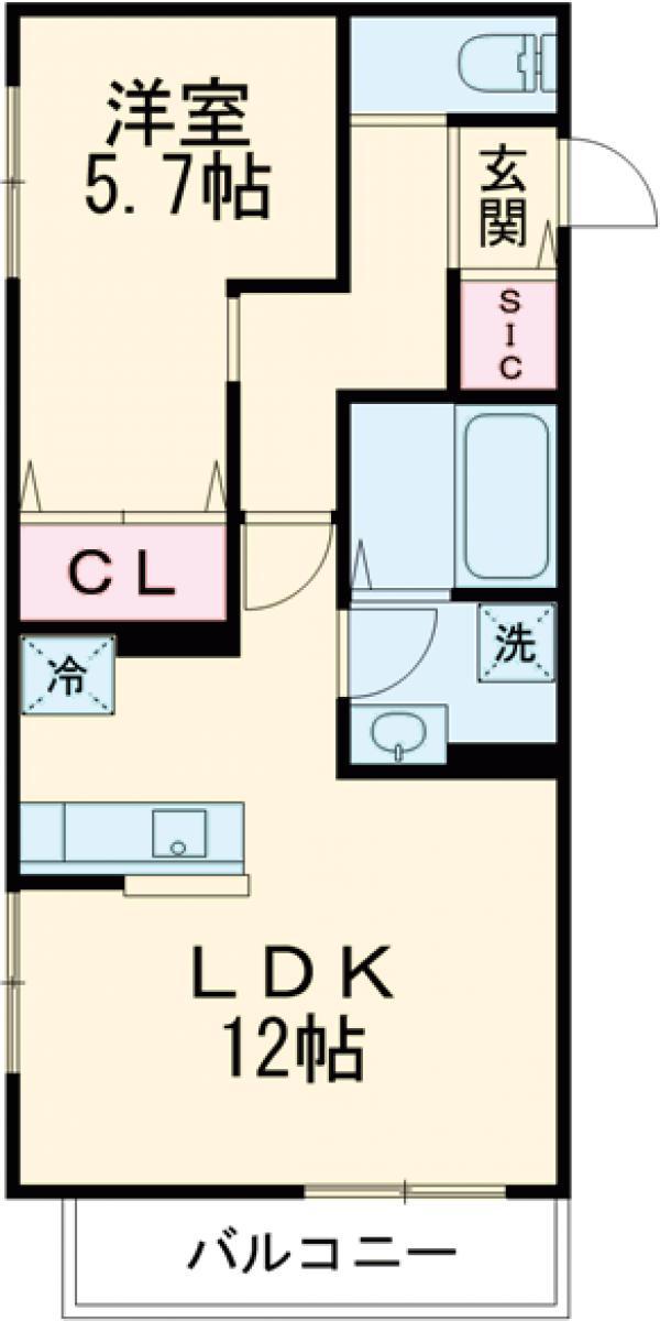 ルリエ目黒中央町(1LDK/2階)の間取り写真