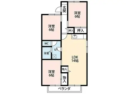 セジュール桂(3LDK/1階)の間取り写真