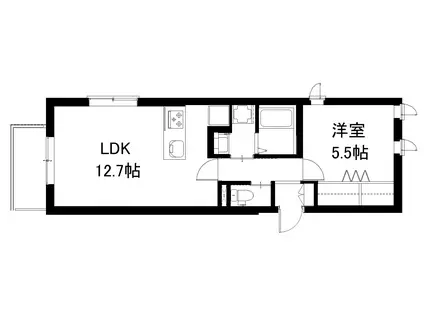 ベルレジデンス(1LDK/2階)の間取り写真