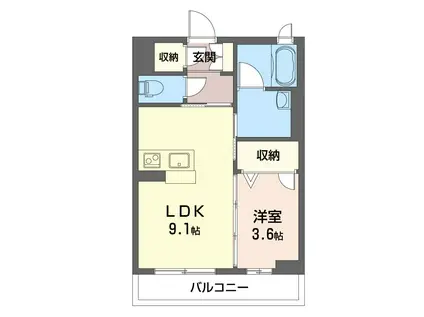 グランディールⅣ(1LDK/1階)の間取り写真