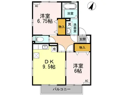 グレースメゾン国府(2DK/1階)の間取り写真